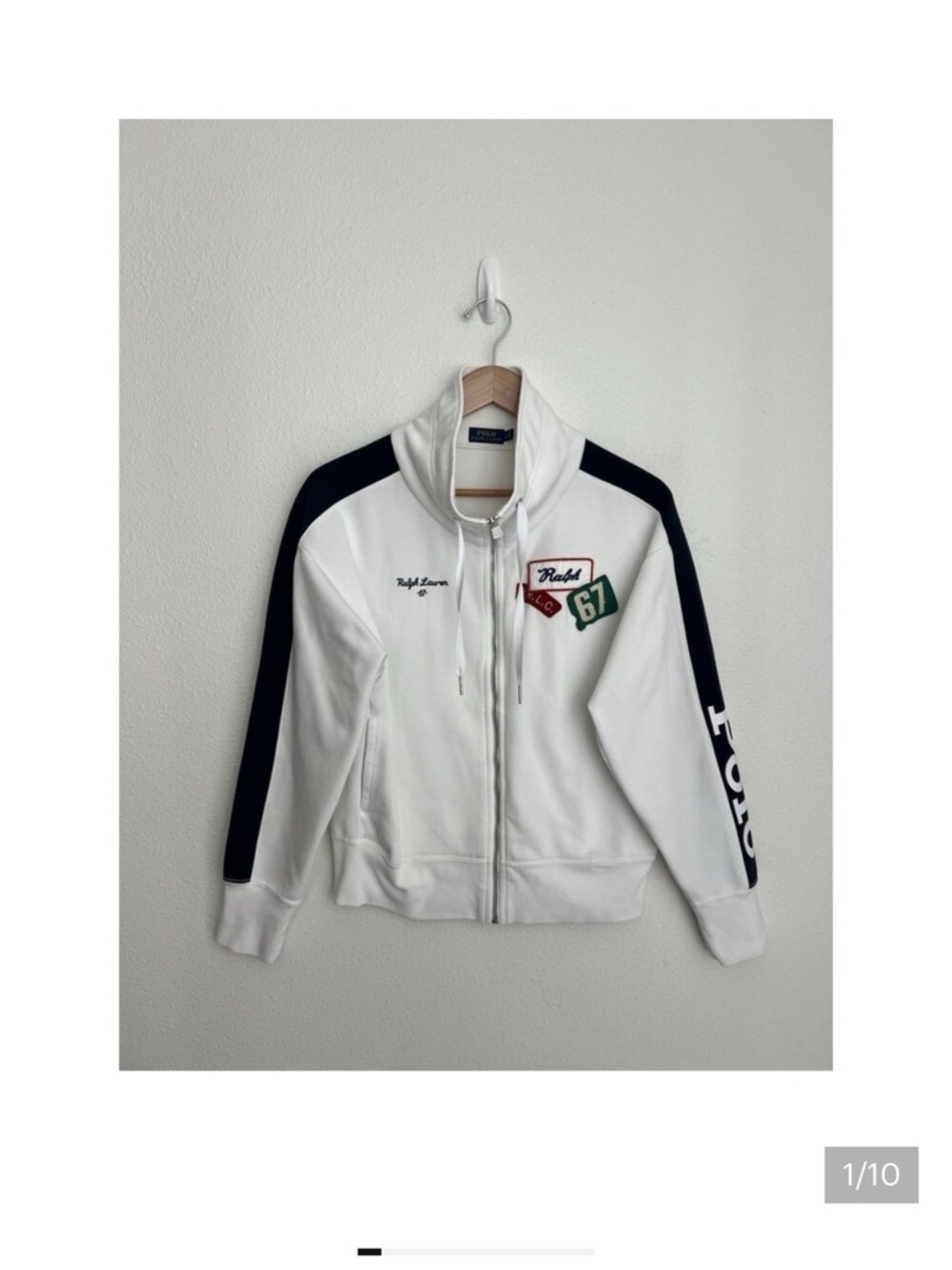 Polo by Ralph Lauren White Jacket with Navy Sleeve Logo